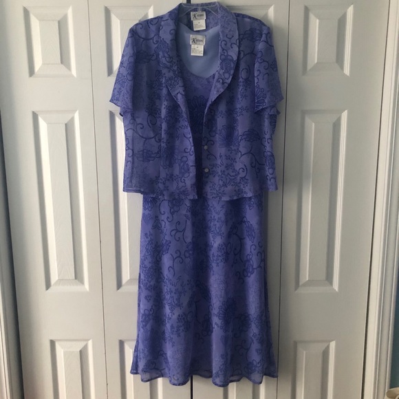 K Studio 2-Piece Purple Print Dress sz 14 - Picture 3 of 14